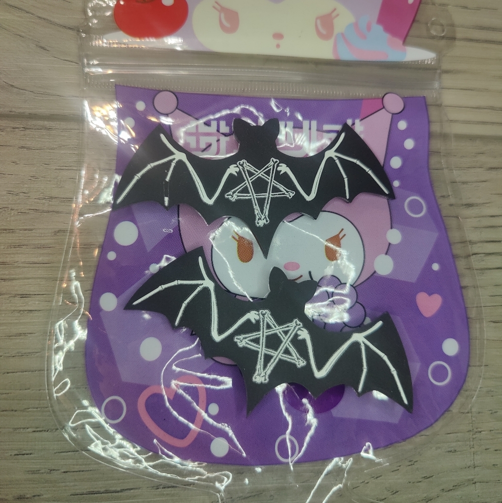 Curiology Bat Pentagram Pentacle Black Acrylic Hair Clips Set Of 2 Goth Emo Punk